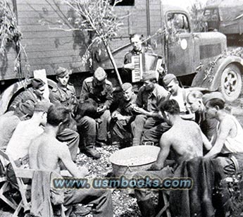 Nazi soldiers peeling potatoes